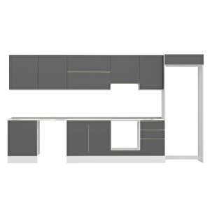 Alvinka 390x222 Cm High Gloss Mutfak Dolabı Beyaz Antrasıt Mb-e80s60s50-1