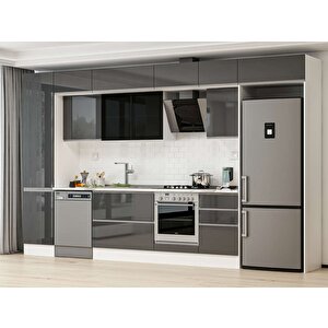 Alvinka 390x240 Cm High Gloss Mutfak Dolabı Beyaz Antrasıt Mbb-e90b50s50-3 Antrasit