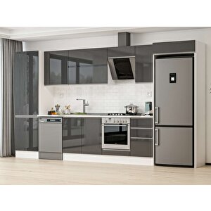Alvinka 395x222 Cm High Gloss Mdf Mutfak Dolabı Beyaz Antrasıt Mbb-e90b60s45-2 Antrasit