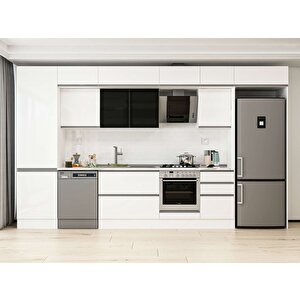 Alvinka 390x240 Cm High Gloss Mutfak Dolabı Beyaz Beyaz Mbb-e80b60s50-3 Beyaz