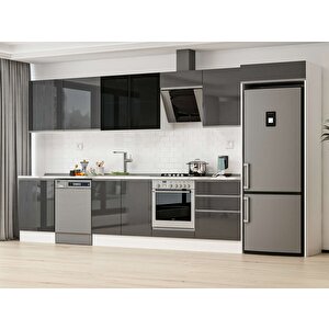 Alvinka 400x222 Cm High Gloss Mdf Mutfak Dolabı Beyaz Antrasıt Mb-e80s60s60-3 Antrasit