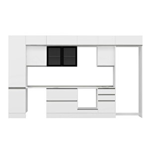 Alvinka 390x240 Cm High Gloss Mutfak Dolabı Beyaz Beyaz Mbb-e90b50s50-3