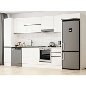 Alvinka 375x222 Cm High Gloss Mdf Mutfak Dolabı Beyaz Beyaz Mbb-e90b40s45-1 Beyaz