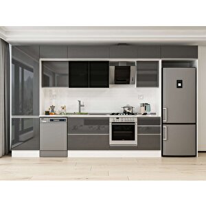 Alvinka 390x240 Cm High Gloss Mutfak Dolabı Beyaz Antrasıt Mbb-e80b60s50-3 Antrasit