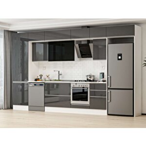 Alvinka 390x240 Cm High Gloss Mutfak Dolabı Beyaz Antrasıt Mbb-e80b60s50-3 Antrasit