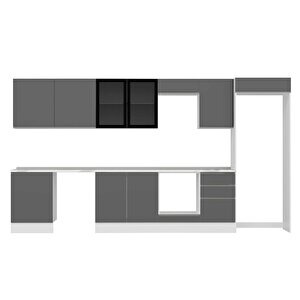 Alvinka 400x222 Cm High Gloss Mutfak Dolabı Beyaz Antrasıt Mb-e90s60s50-3