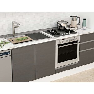 Alvinka 375x222 Cm High Gloss Mdf Mutfak Dolabı Beyaz Antrasıt Mbb-e90b40s45-1 Antrasit