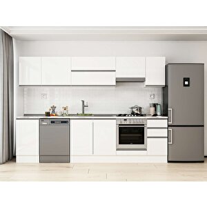 Alvinka 285x210 Cm High Gloss Mutfak Dolabı Beyaz Beyaz M-e80s45s40-1 Beyaz