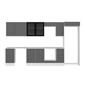 Alvinka 365x222 Cm High Gloss Mdf Mutfak Dolabı Beyaz Antrasıt Mb-e80s45s40-3