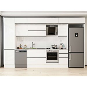Alvinka 385x240 Cm High Gloss Mdf Mutfak Dolabı Beyaz Beyaz Mbb-e90b50s45-2 Beyaz