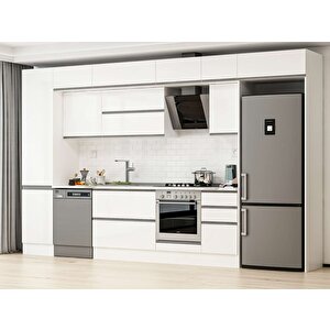Alvinka 385x240 Cm High Gloss Mdf Mutfak Dolabı Beyaz Beyaz Mbb-e90b50s45-2 Beyaz