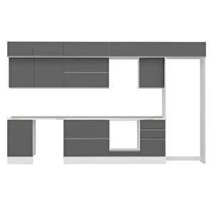 Alvinka 390x240 Cm High Gloss Mdf Mutfak Dolabı Beyaz Antrasıt Mb-e90s50s50-2