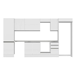 Alvinka 385x222 Cm High Gloss Mdf Mutfak Dolabı Beyaz Beyaz Mbb-e80b60s45-2