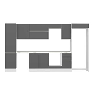 Alvinka 385x222 Cm High Gloss Mdf Mutfak Dolabı Beyaz Antrasıt Mbb-e90b50s45-2