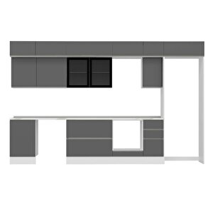 Alvinka 380x240 Cm High Gloss Mutfak Dolabı Beyaz Antrasıt Mb-e90s50s40-3