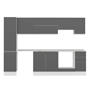 Alvinka 285x210 Cm High Gloss Mdf Mutfak Dolabı Beyaz Beyaz Mb-e80b45s40-1