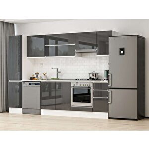 285x210 Cm High Gloss Mdf Mutfak Dolabı Beyaz Antrasıt Mb-e80b45s40-1 Antrasit