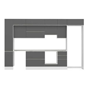 Alvinka 375x240 Cm High Gloss Mdf Mutfak Dolabı Beyaz Antrasıt Mbb-e90b40s45-1