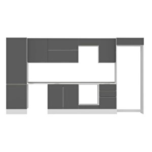 Alvinka 390x222 Cm High Gloss Mdf Mutfak Dolabı Beyaz Antrasıt Mbb-e80b60s50-2