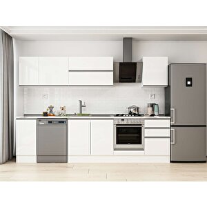 Alvinka 290x210 Cm High Gloss Mutfak Dolabı Beyaz Beyaz M-e80s40s50-2 Beyaz