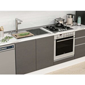 Alvinka 305x210 Cm High Gloss Mdf Mutfak Dolabı Beyaz Antrasıt M-e90s50s45-3 Antrasit