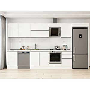 Alvinka 380x222 Cm High Gloss Mdf Mutfak Dolabı Beyaz Beyaz Mb-e80s50s50-2 Beyaz