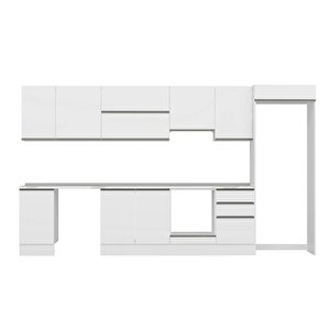 Alvinka 375x222 Cm High Gloss Mdf Mutfak Dolabı Beyaz Beyaz Mb-e80s45s50-1