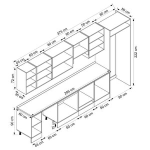 Alvinka 375x222 Cm High Gloss Mdf Mutfak Dolabı Beyaz Beyaz Mb-e80s45s50-1