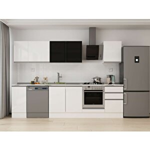 Alvinka 300x210 Cm High Gloss Mdf Mutfak Dolabı Beyaz Beyaz M-e90s40s50-3 Beyaz
