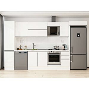 Alvinka 365x222 Cm High Gloss Mdf Mutfak Dolabı Beyaz Beyaz Mbb-e80b45s40-2 Beyaz