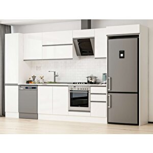 Alvinka 365x222 Cm High Gloss Mdf Mutfak Dolabı Beyaz Beyaz Mbb-e80b45s40-2 Beyaz
