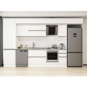 Alvinka 390x240 Cm High Gloss Mutfak Dolabı Beyaz Beyaz Mbb-e90b60s40-2 Beyaz