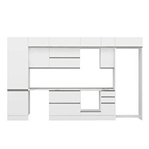 Alvinka 390x240 Cm High Gloss Mutfak Dolabı Beyaz Beyaz Mbb-e90b60s40-2