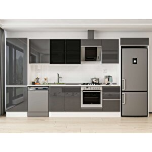 Alvinka 400x222 Cm High Gloss Mutfak Dolabı Beyaz Antrasıt Mbb-e90b60s50-3 Antrasit