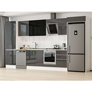 Alvinka 400x222 Cm High Gloss Mutfak Dolabı Beyaz Antrasıt Mbb-e90b60s50-3 Antrasit