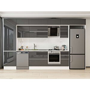 Alvinka 390x240 Cm High Gloss Mutfak Dolabı Beyaz Antrasıt Mbb-e90b60s40-2 Antrasit