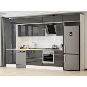 Alvinka 390x240 Cm High Gloss Mutfak Dolabı Beyaz Antrasıt Mbb-e90b60s40-2 Antrasit