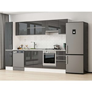 Alvinka 290x210 Cm High Gloss Mutfak Dolabı Beyaz Antrasıt Mb-e90b40s40-1 Antrasit