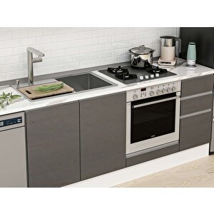 Alvinka 290x210 Cm High Gloss Mutfak Dolabı Beyaz Antrasıt Mb-e90b40s40-1 Antrasit