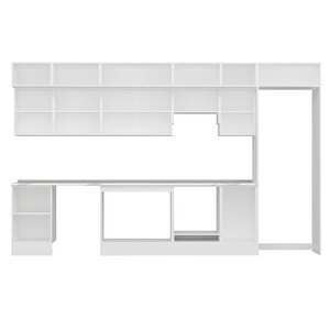 Alvinka 385x240 Cm High Gloss Mutfak Dolabı Beyaz Antrasıt Mb-e90s50s45-1