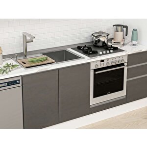 Alvinka 365x222 Cm High Gloss Mdf Mutfak Dolabı Beyaz Antrasıt Mbb-e80b45s40-2 Antrasit