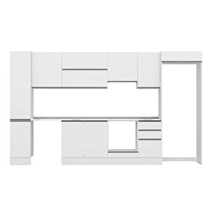 Alvinka 365x222 Cm High Gloss Mutfak Dolabı Beyaz Beyaz Mbb-e80b40s45-1