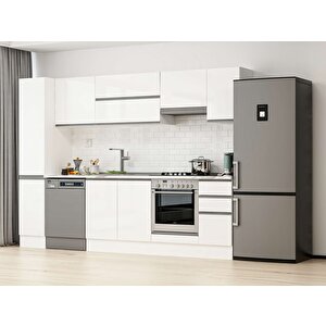 Alvinka 290x210 Cm High Gloss Mutfak Dolabı Beyaz Beyaz Mb-e90b40s40-1 Beyaz