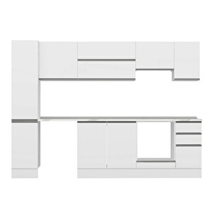 Alvinka 290x210 Cm High Gloss Mutfak Dolabı Beyaz Beyaz Mb-e90b40s40-1
