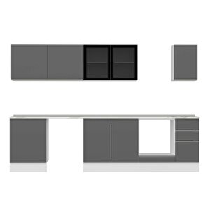 Alvinka 300x210 Cm High Gloss Mutfak Dolabı Beyaz Antrasıt M-e80s60s40-3