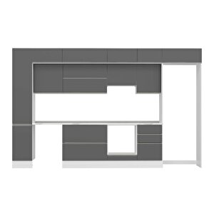Alvinka 370x240 Cm High Gloss Mutfak Dolabı Beyaz Antrasıt Mbb-e80b40s50-1