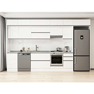 Alvinka 385x240 Cm High Gloss Mutfak Dolabı Beyaz Beyaz Mb-e90s50s45-1 Beyaz