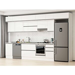 Alvinka 385x240 Cm High Gloss Mutfak Dolabı Beyaz Beyaz Mb-e90s50s45-1 Beyaz