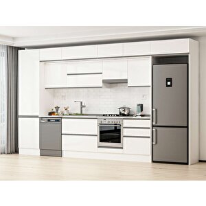 Alvinka 400x240 Cm High Gloss Mdf Mutfak Dolabı Beyaz Beyaz Mbb-e80b60s60-1 Beyaz