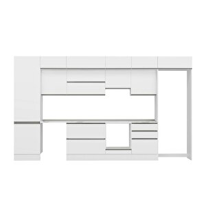 Alvinka 400x240 Cm High Gloss Mdf Mutfak Dolabı Beyaz Beyaz Mbb-e80b60s60-1